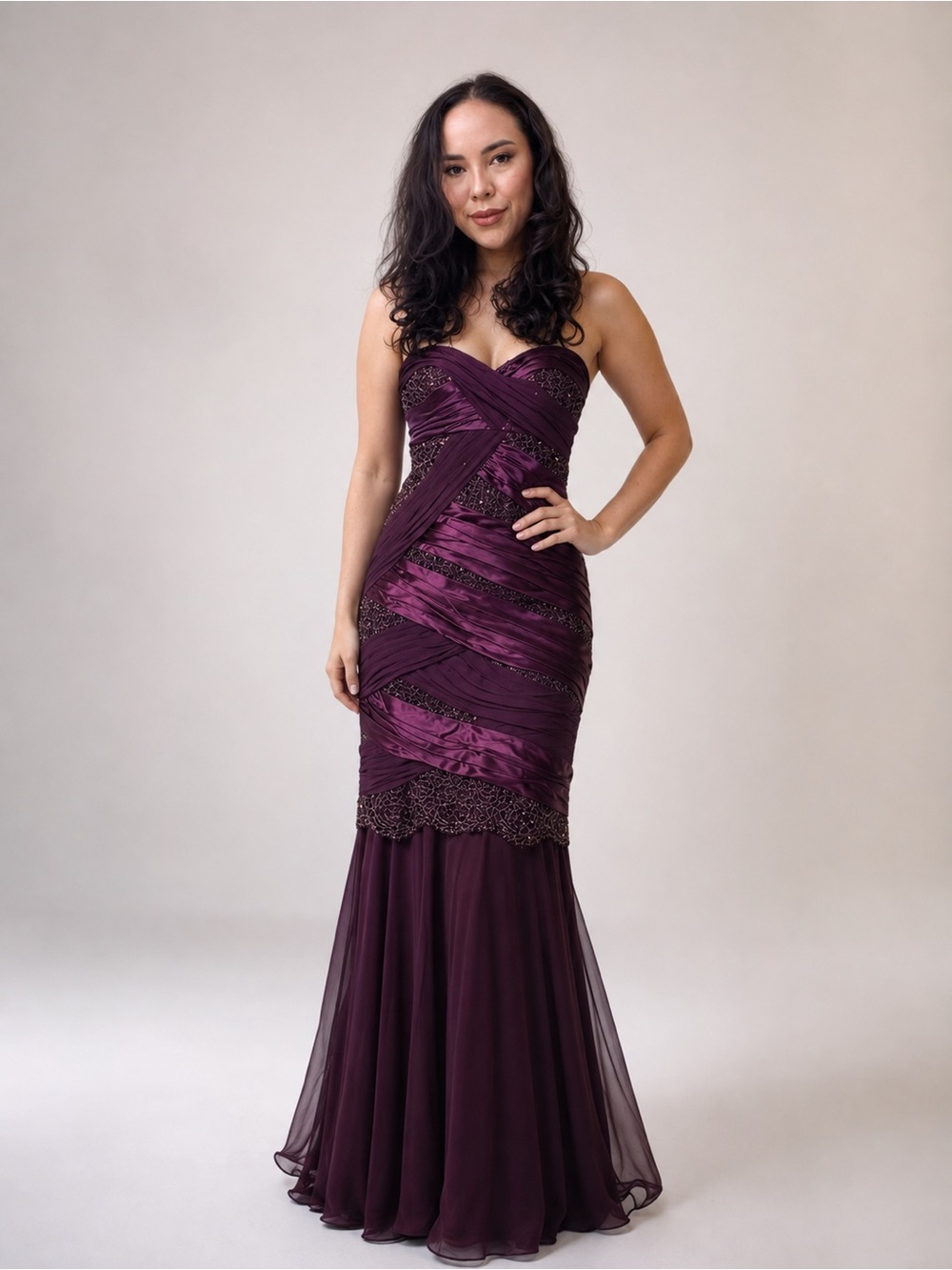 Mandalay Strapless Plum Evening Gown